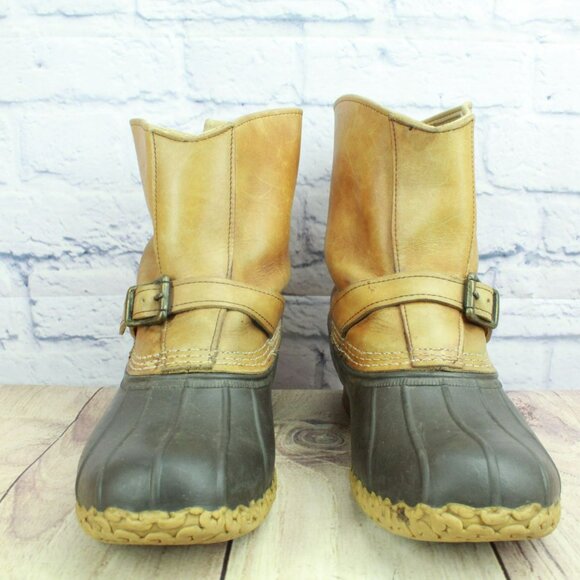 Vintage LL Bean 10 M Lounger Duck Boot Engineer Buckle Leather Unlined - Picture 4 of 10